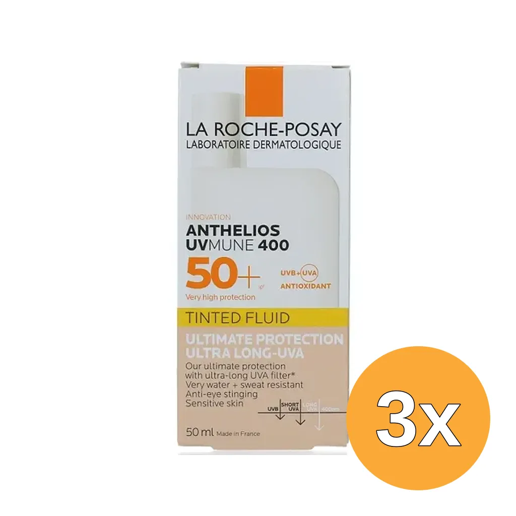 3x La Roche-Posay Anthelios Uvmune 400 Tinted Fluid SPF50+ (50 ml)