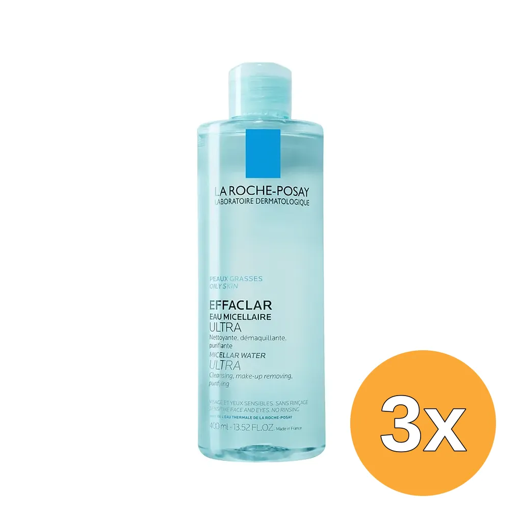 3x La Roche-Posay Effaclar Micellair Water Ultra (400 ml)