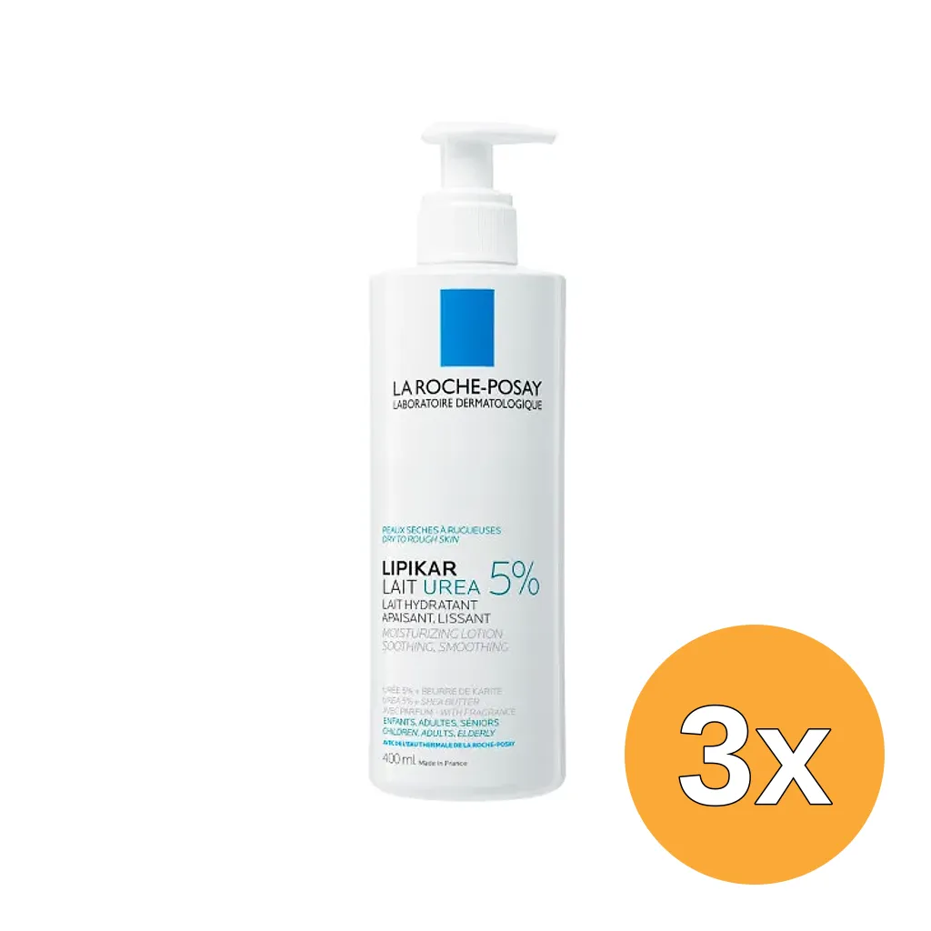 3x La Roche-Posay Lipikar Urea 5% Lait Lissant (400 ml)