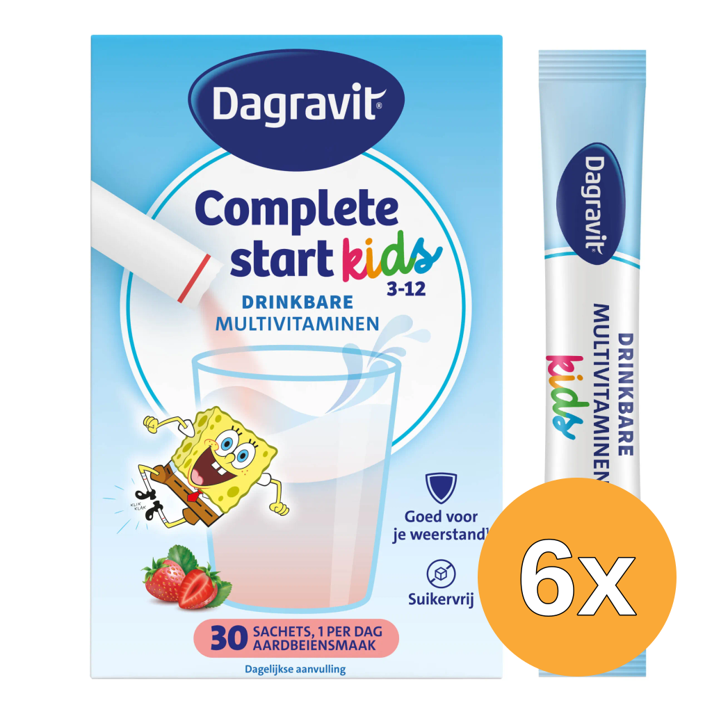 6x Dagravit Complete Start Drinkbare Multivitaminen Kids 3-5 Aardbei (30 sachets)