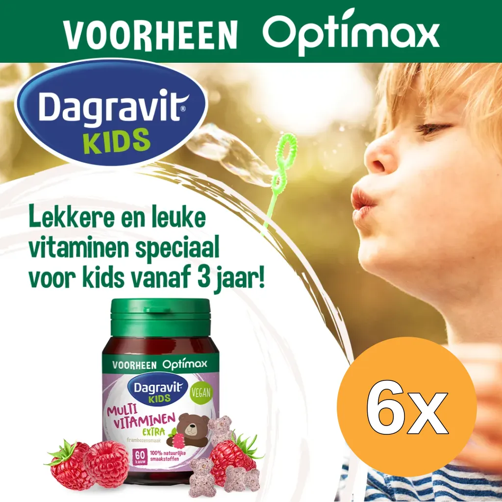 6x Dagravit Natural Kids Extra Multi (60 kauwtabletten)
