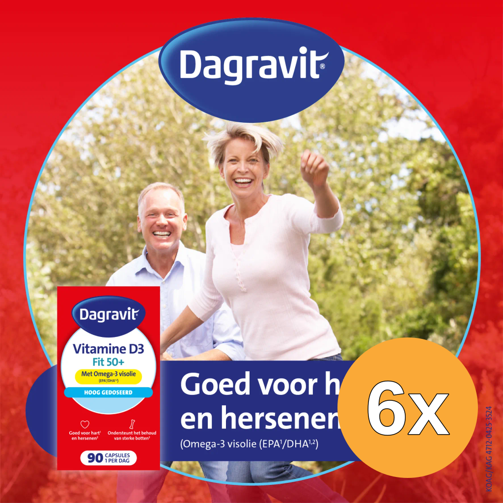 6x Dagravit Vitaal 50+ Vitamine D + Omega-3 Visolie (90 capsules)