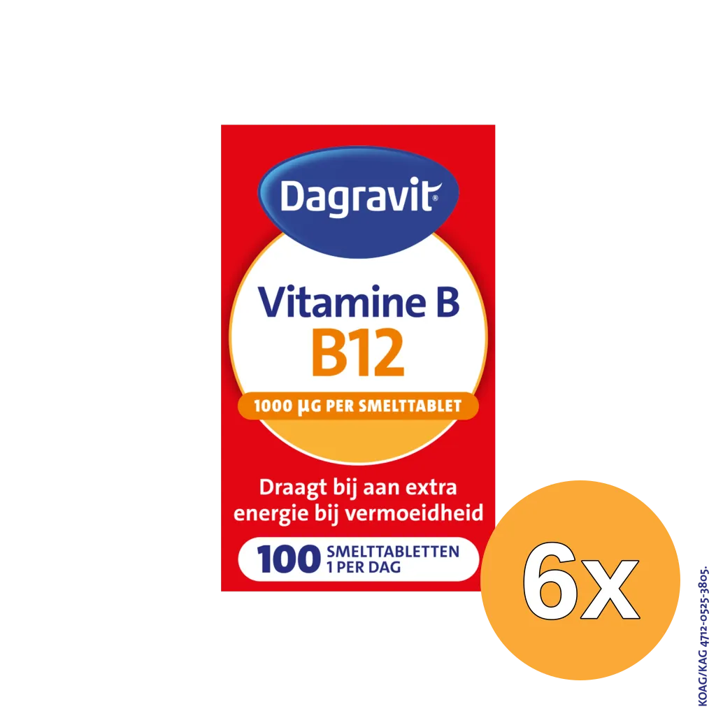 6x Dagravit Vitamine B12 1000mcg (100 smelttabletten)