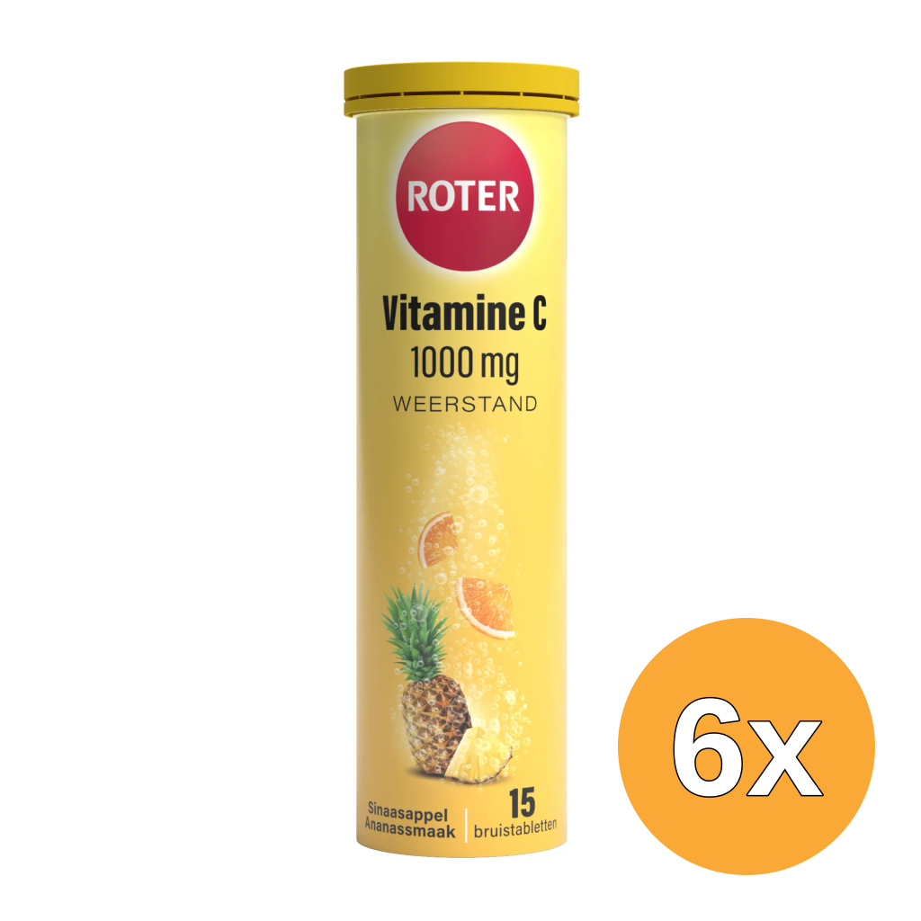 6x Roter Vitamine C 1000mg Sinaasappel-Ananas bruistabletten (15 tabletten)