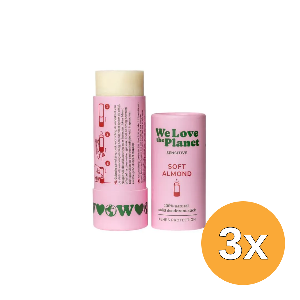 3x We Love The Planet Deodorant Stick - Soft Almond (Sensitive) (40 gr)