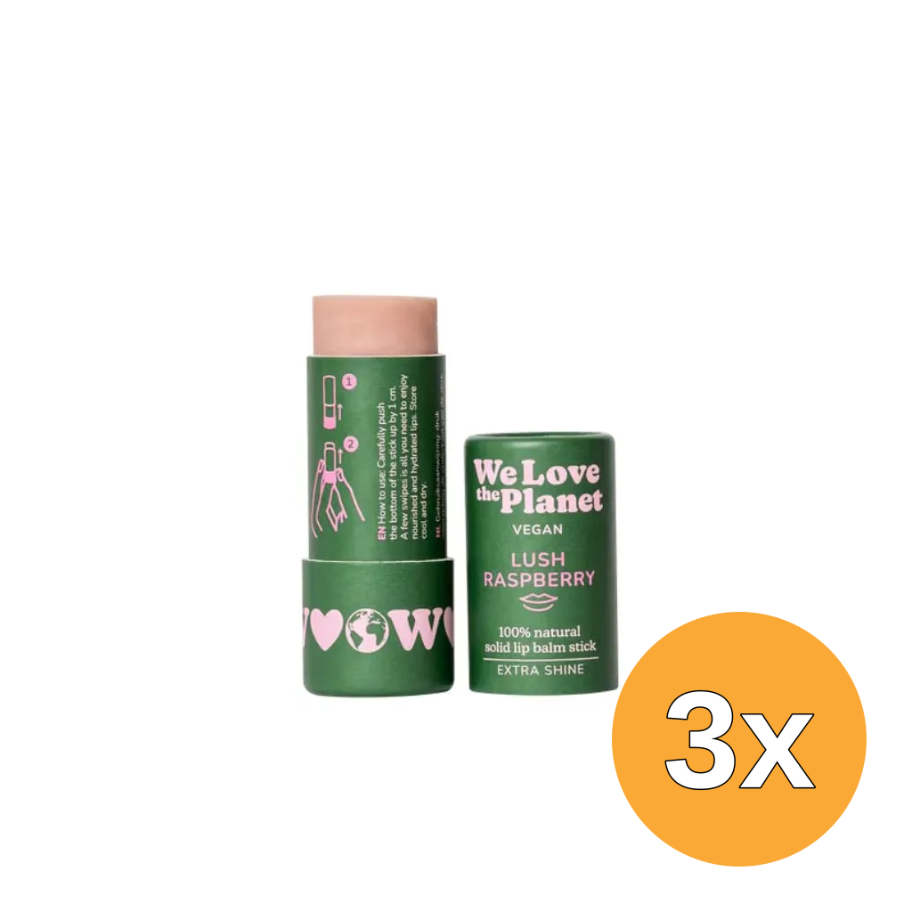 3x We Love The Planet Lip Balm - Lush Raspberry (Vegan) (4,9 gr)