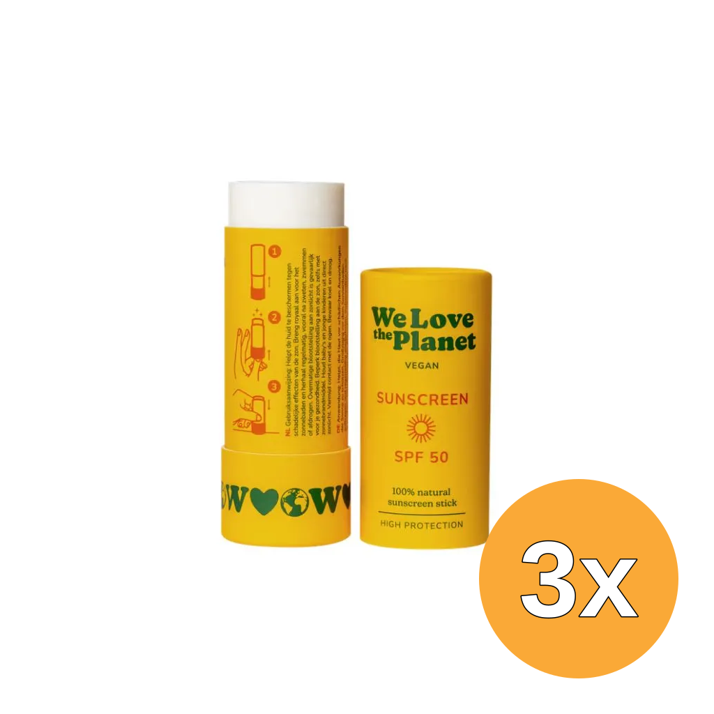 3x We Love The Planet Sunscreen Stick - SPF 50 (40 gr)