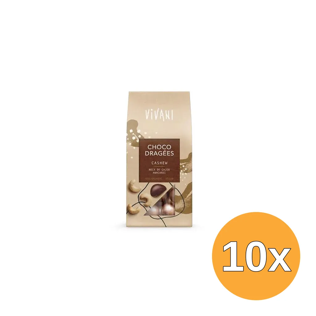 10x Vivani Choco Dragees Cashew Bio (75 gr)