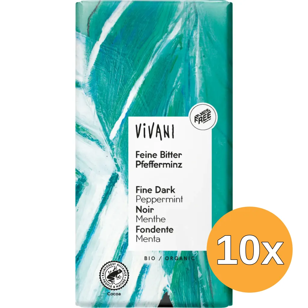 10x Vivani Chocolade Puur Met Pepermunt Bio (100 gr)