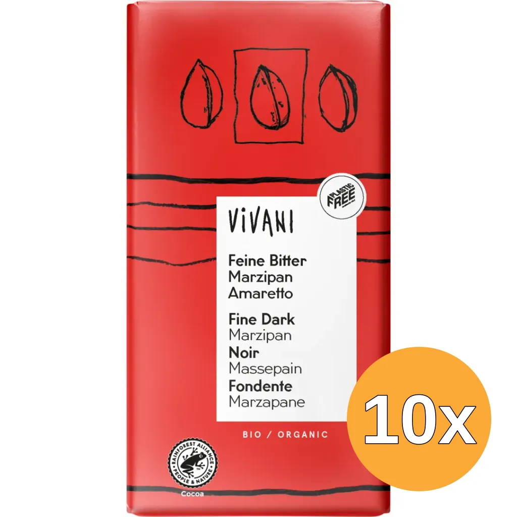 10x Vivani Chocolade Puur met Marsepein & Amaretto Bio (100 gr)