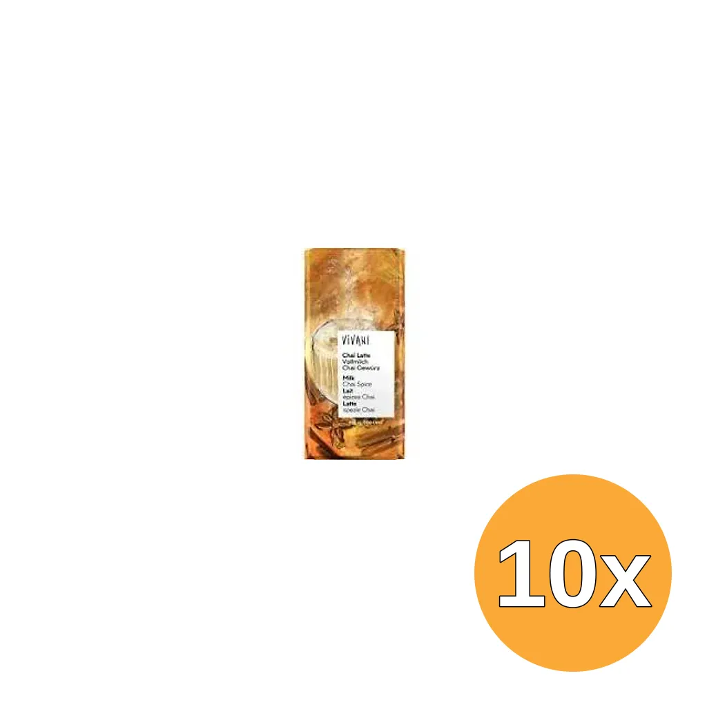10x Vivani Chocoladereep Melk Chai Spice (80 gr)
