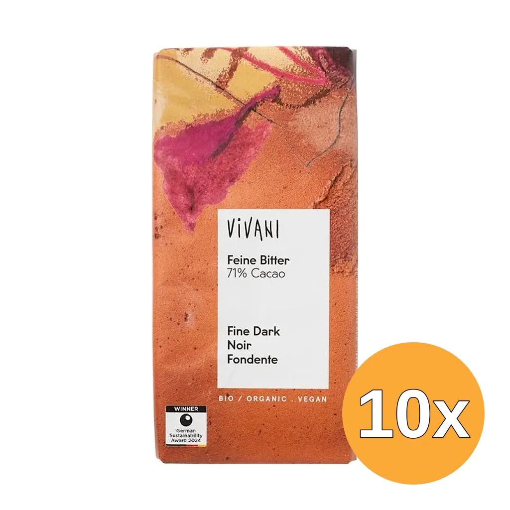 10x Vivani Chocolate Bar Fine Dark 71% Cocoa (80 gr)