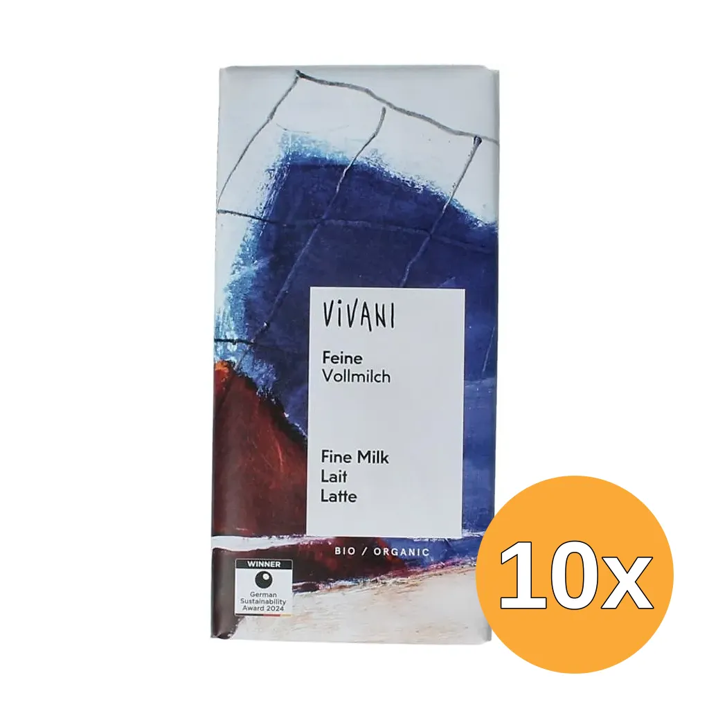 10x Vivani Chocolate Bar Fine Milk (80 gr)