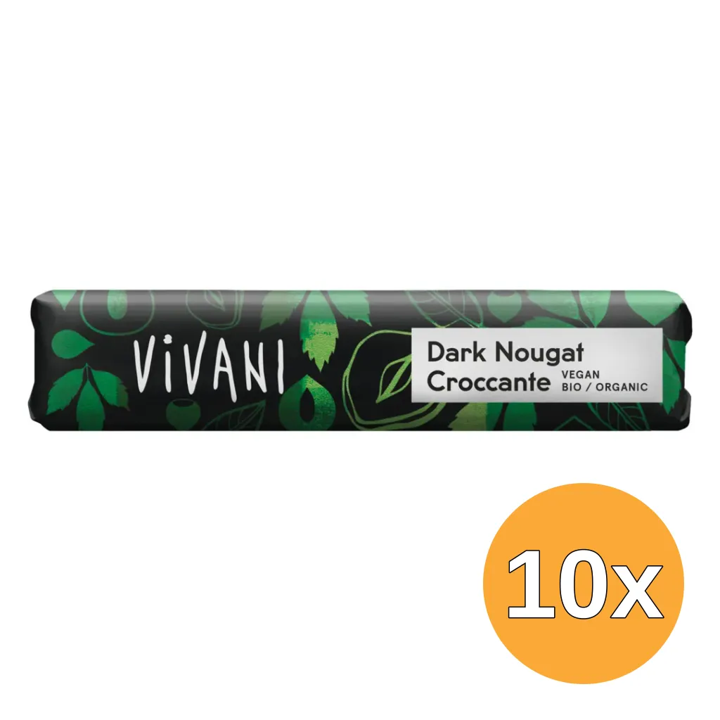 10x Vivani Chocolate To Go Dark Nougat Croccante Vegan Bio (35 gr)