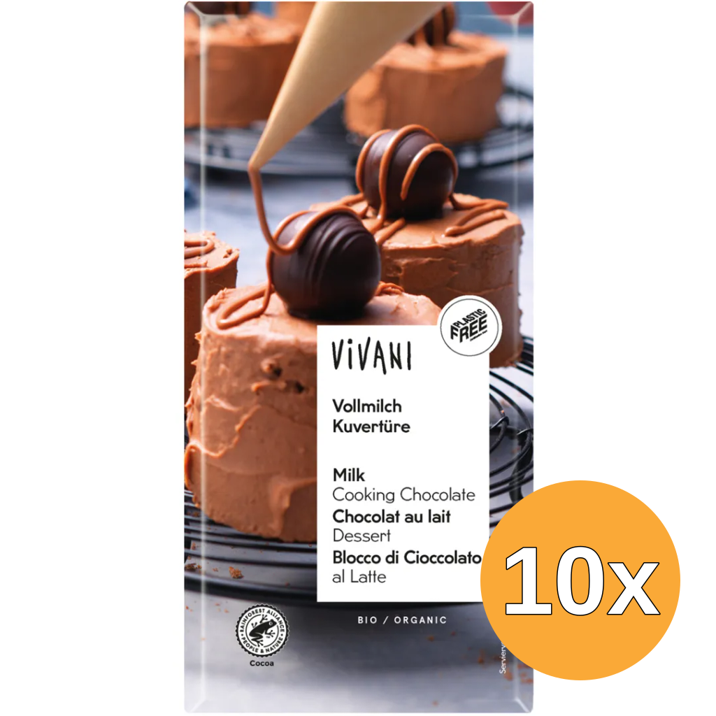 10x Vivani Couverture Smeltchocolade Melk Bio (200 gr)