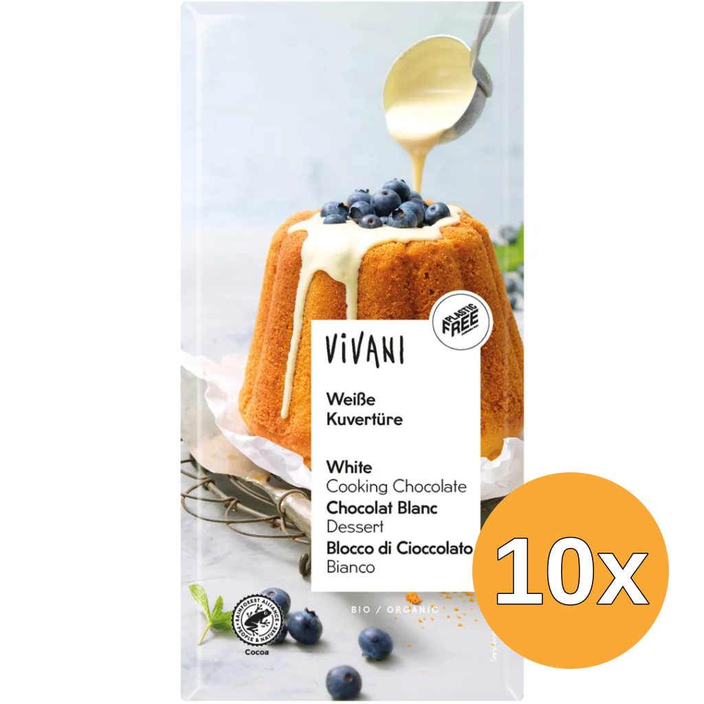10x Vivani Couverture Smeltchocolade Wit Bio (200 gr)