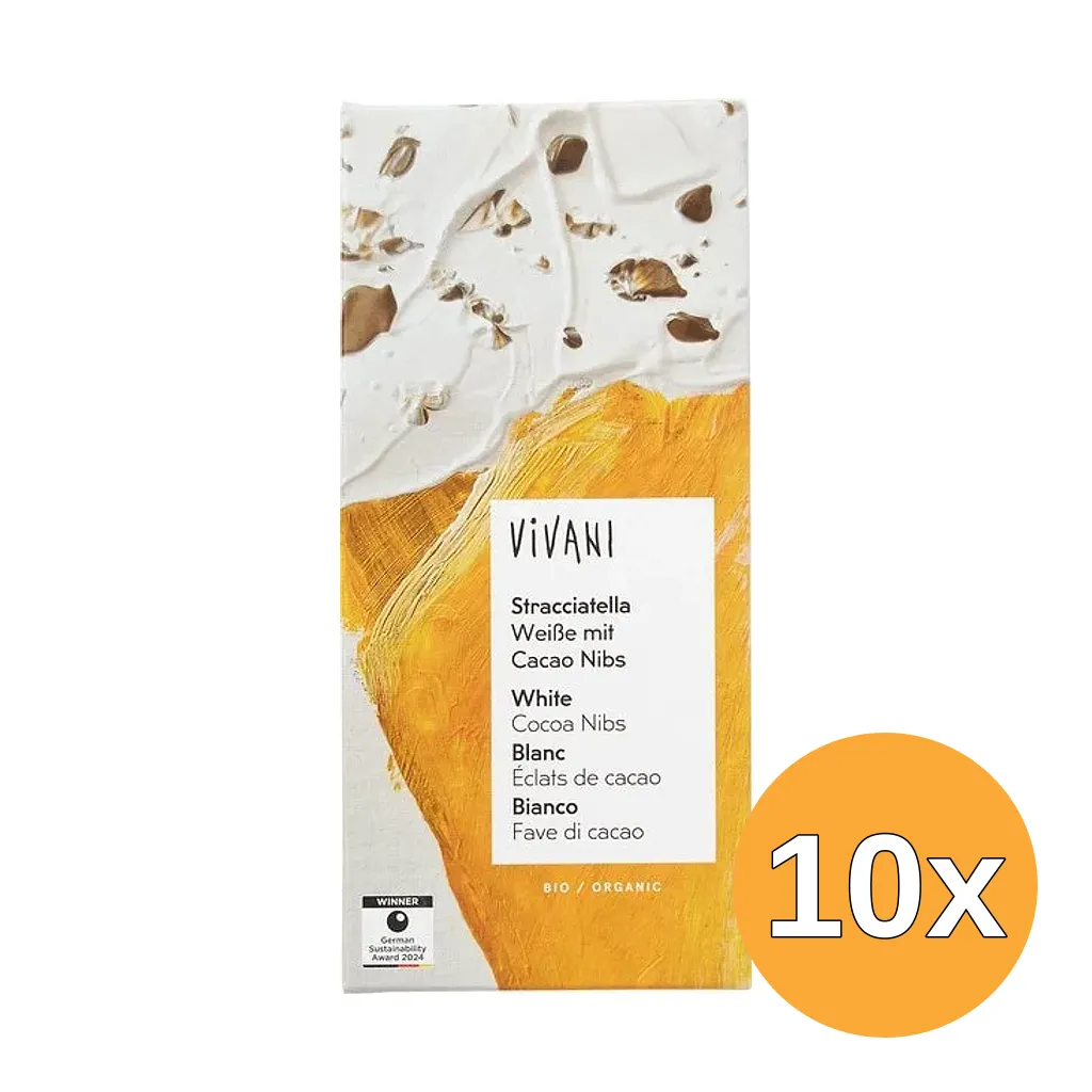 10x Vivani Witte Chocolade Stracciatella (80 gr)