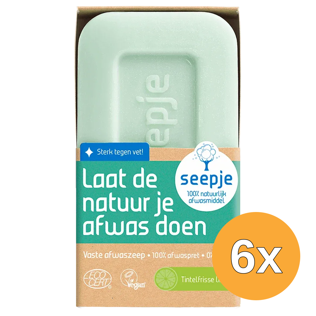 6x Seepje Vast Afwasmiddel Tintelfrisse Limoen (120 gr)