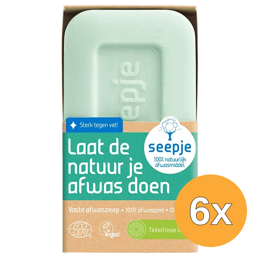 6x Seepje Vast Afwasmiddel Tintelfrisse Limoen (120 gr)