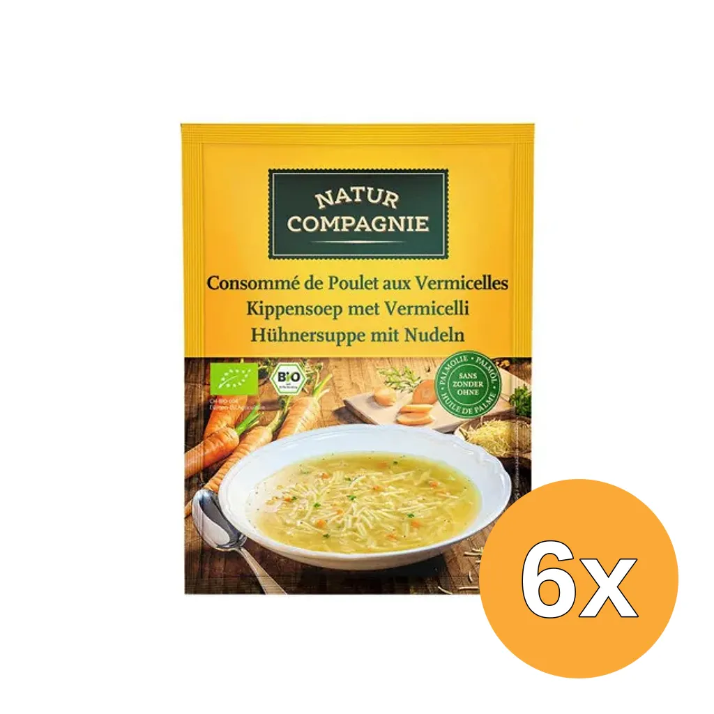 6x Natur Compagnie Kippensoep Met Vermicelli Bio (40 gr)