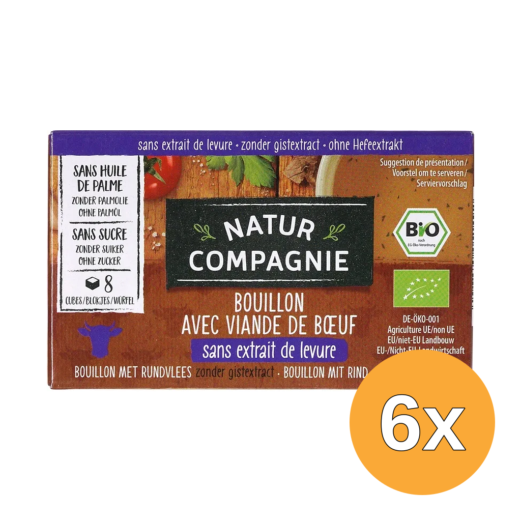 6x Natur Compagnie Runderbouillonblokjes Gist/Suikervrij (8 stuks)