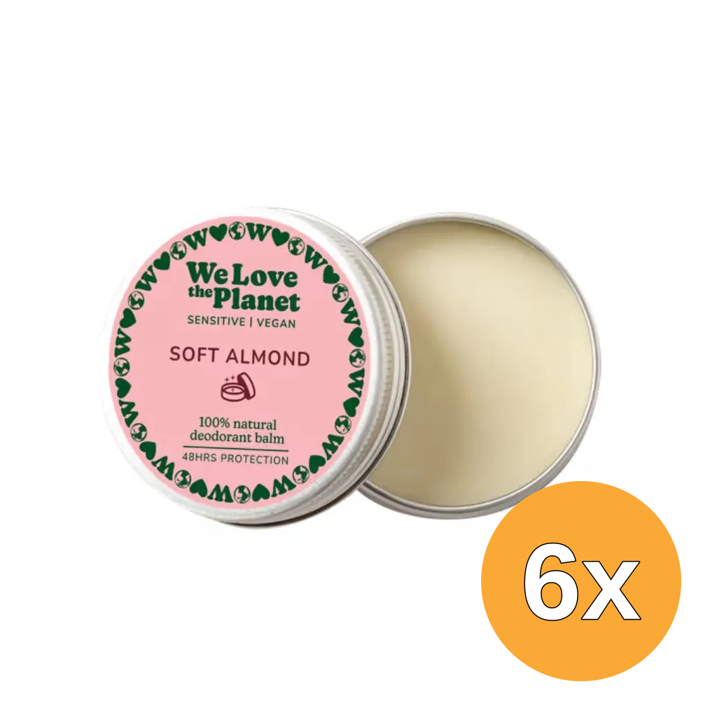 6x We Love The Planet Deodorant Balm - Soft Almond (Sensitive) (35 gr)