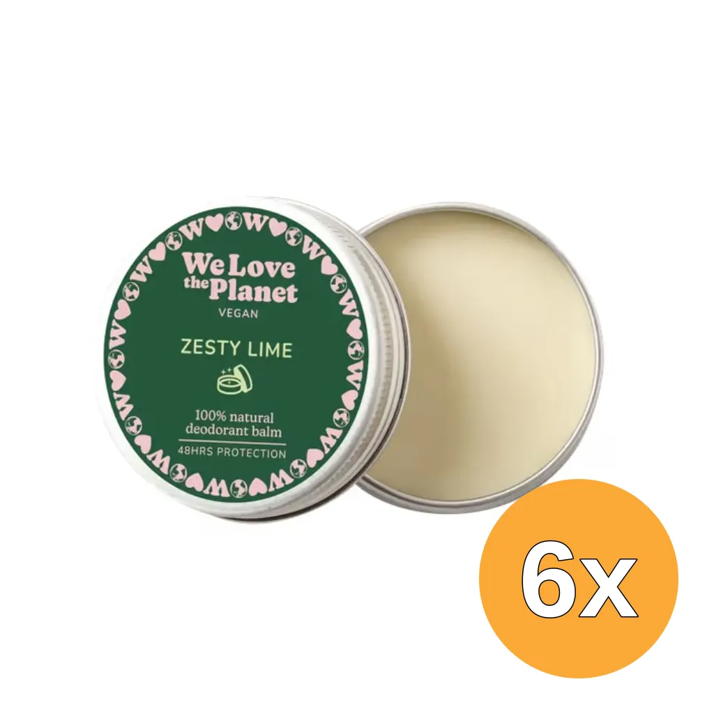 6x We Love The Planet Deodorant Balm - Zesty Lime (Vegan) (35 gr)