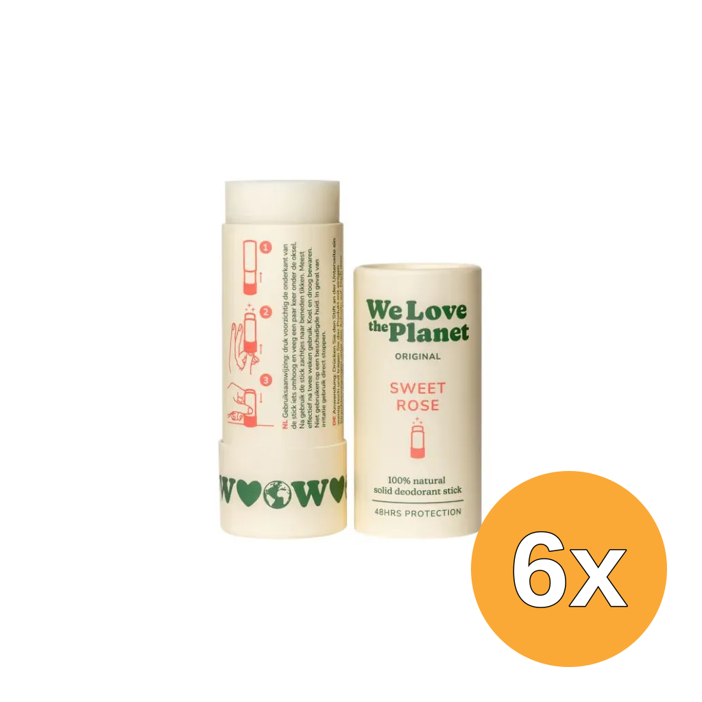 6x We Love The Planet Deodorant Stick - Sweet Rose (40 gr)