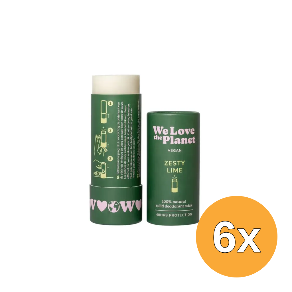 6x We Love The Planet Deodorant Stick - Zesty Lime (Vegan) (40 gr)