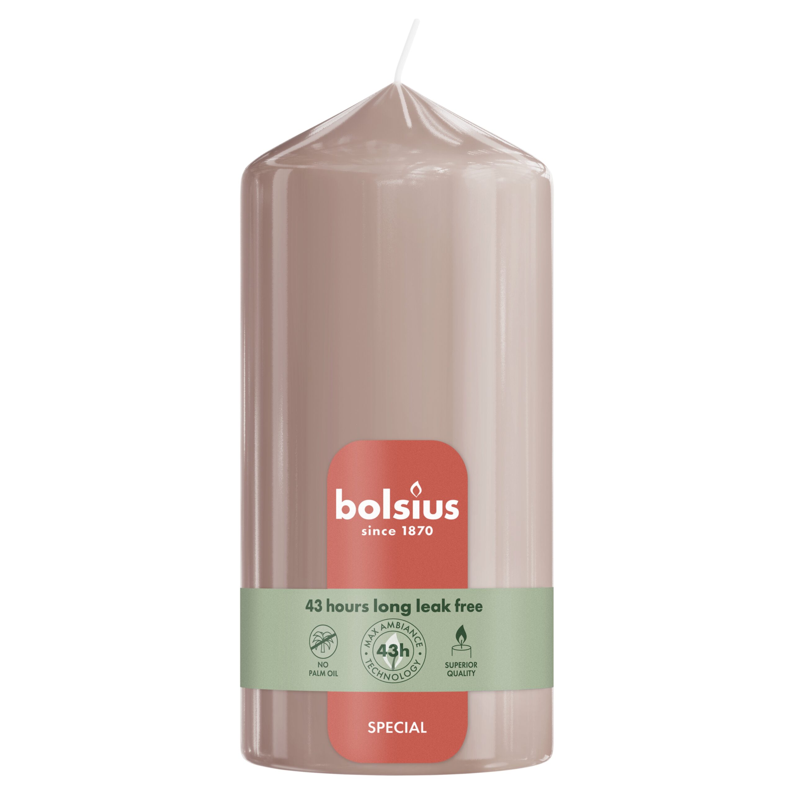 Bolsius Gotische Stompkaars 130/68 Gloss Misty Pink (1 Stuk)
