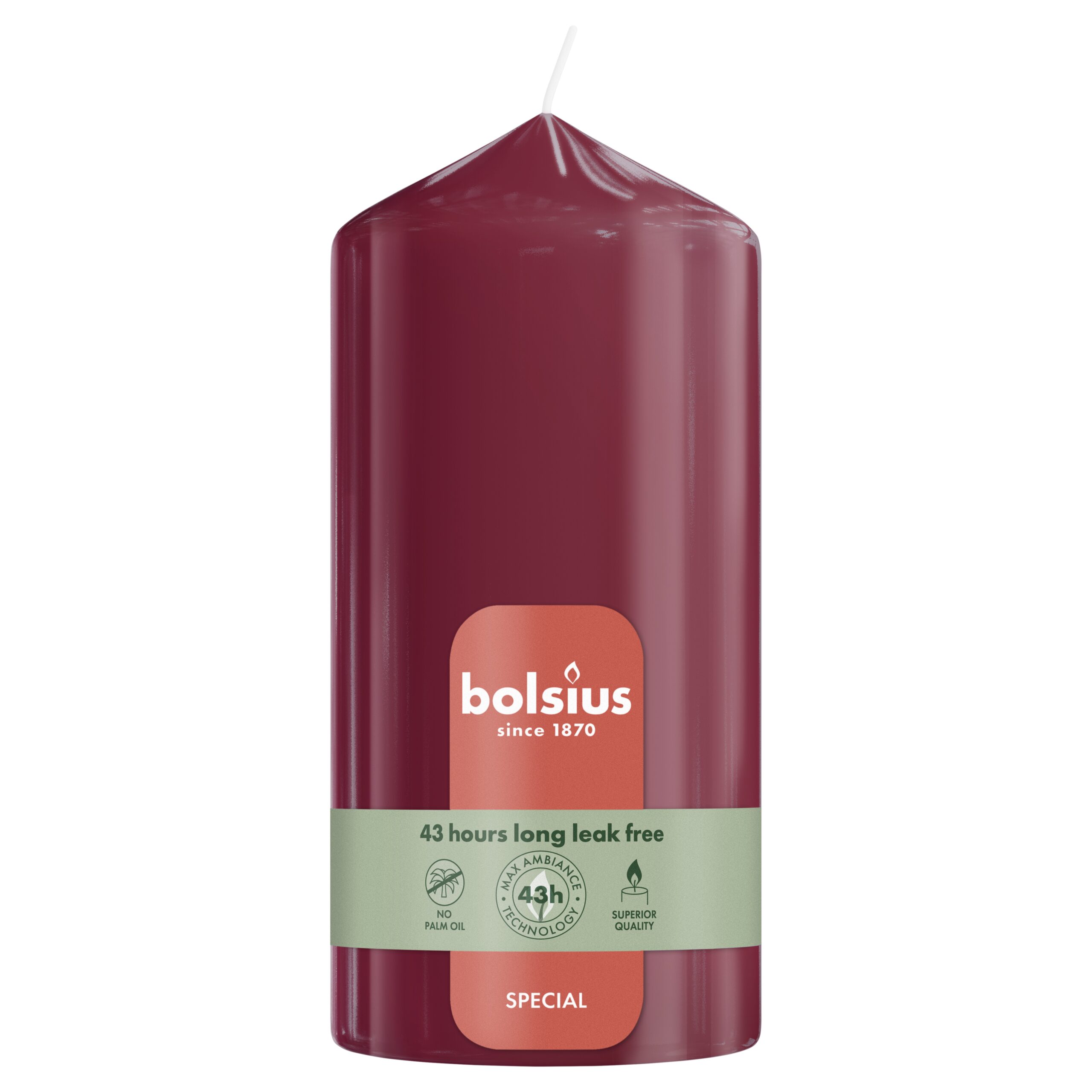 Bolsius Gotische Stompkaars 130/68 Gloss Velvet Red (1 Stuk)