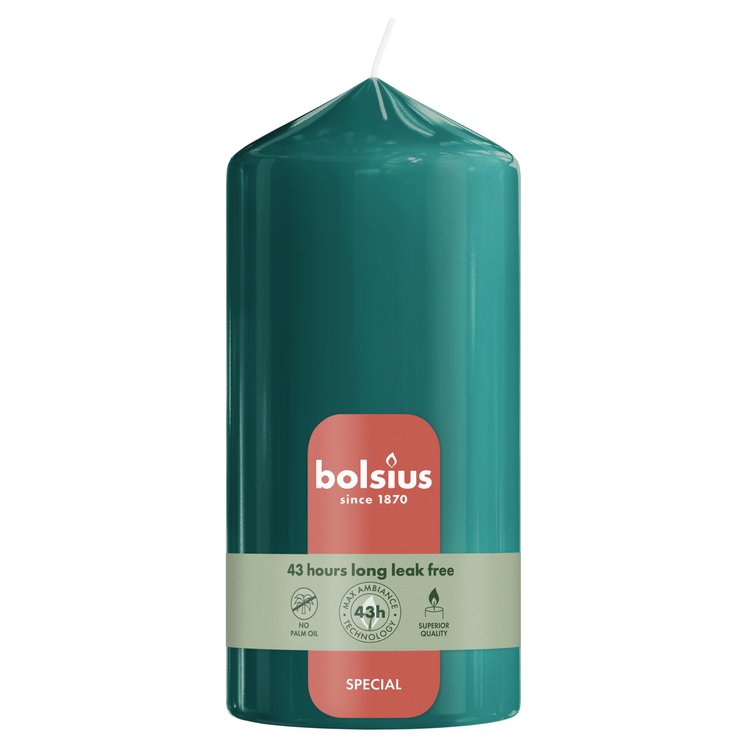Bolsius Gotische Stompkaars 130/68 Gloss Pine Green (1 Stuk)