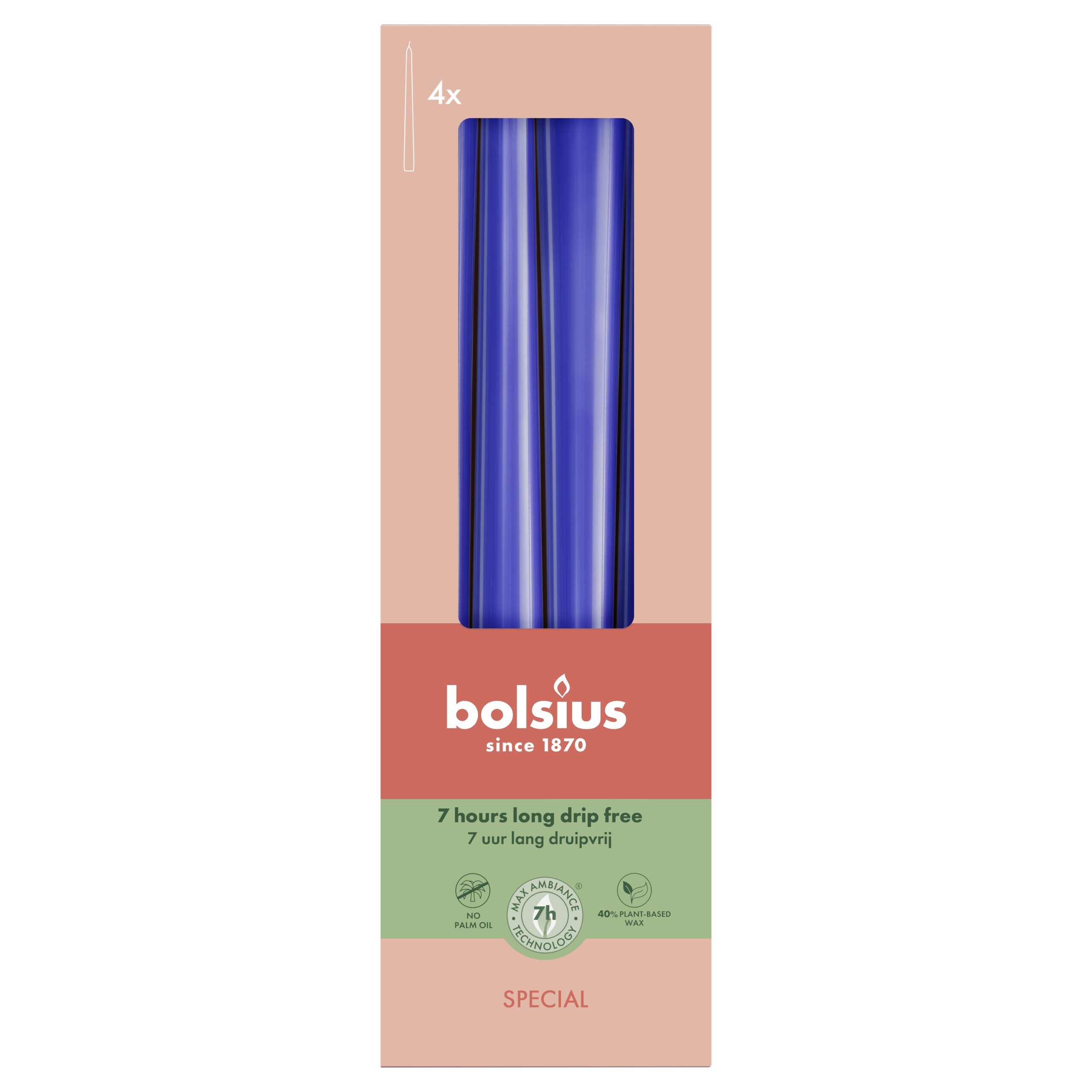 Bolsius Gotische Dinerkaarsen 245/24 mm Majorelle Blue (4 stuks)