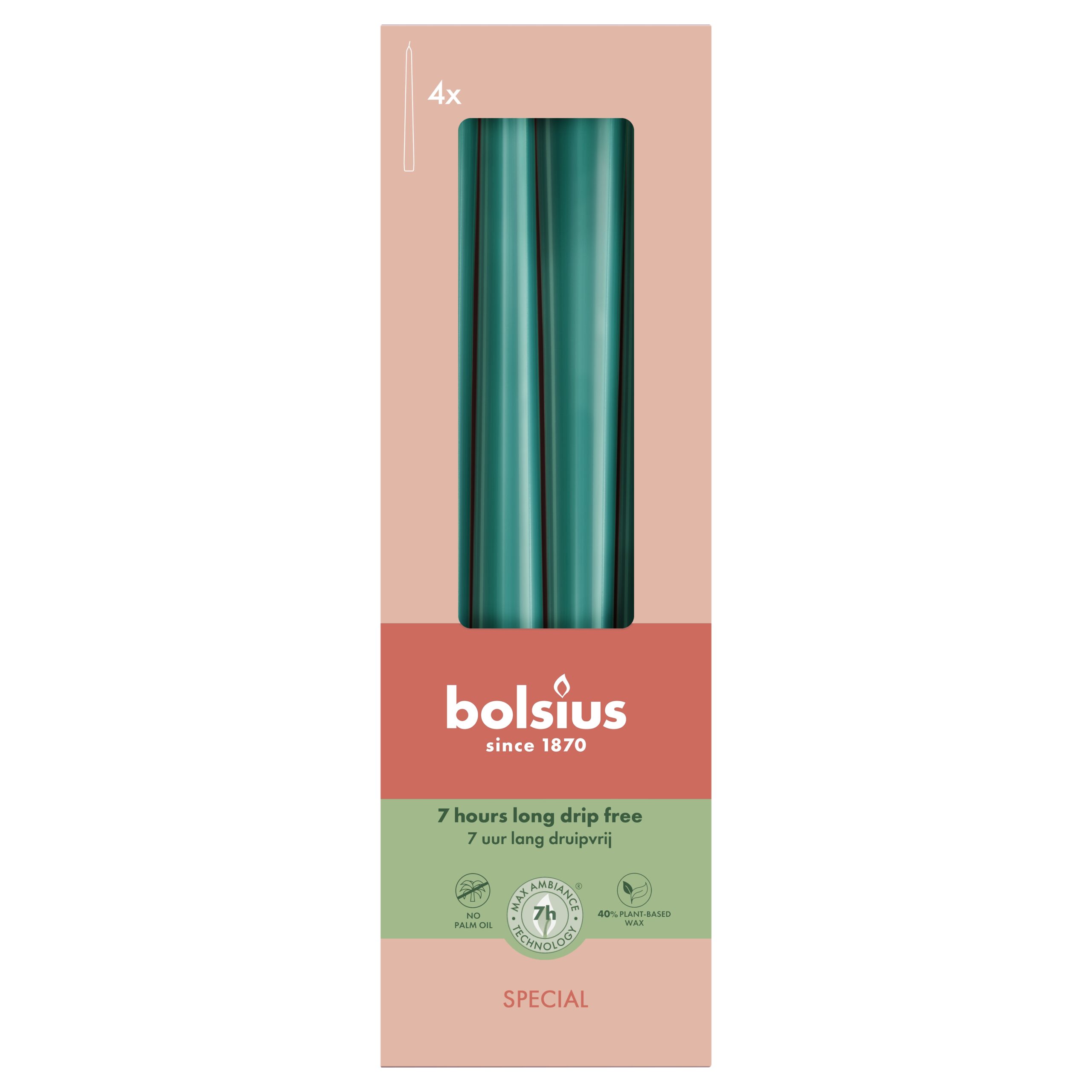 Bolsius Gotische Dinerkaarsen 245/24 mm Pine Green (4 stuks)