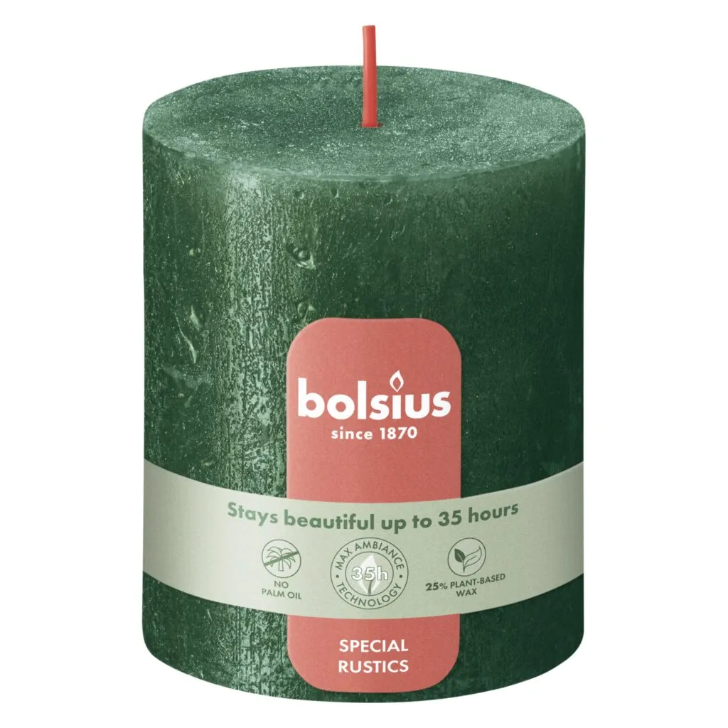 Bolsius Rustiek Stompkaars 80/68 Pine Green