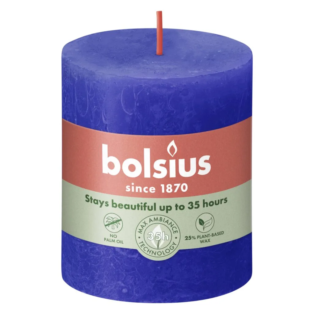 Bolsius Rustiek Stompkaars 80/68 Majorelle Blue