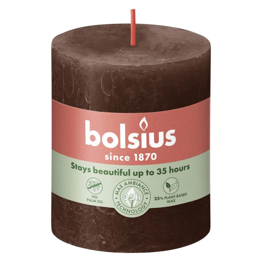 Bolsius Rustiek Stompkaars 80/68 Chocolate Brown