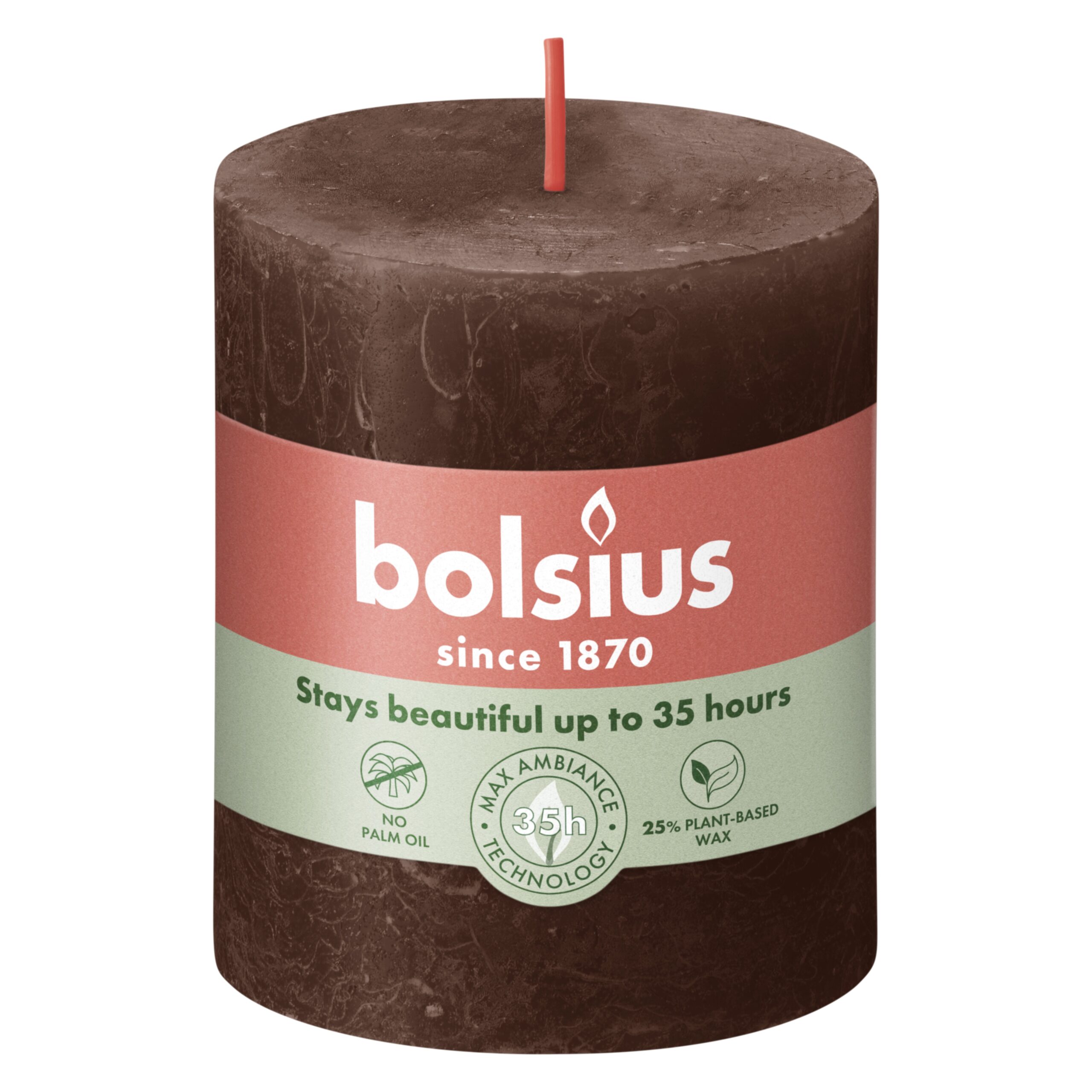 Bolsius Rustiek Stompkaars 80/68 Chocolate Brown