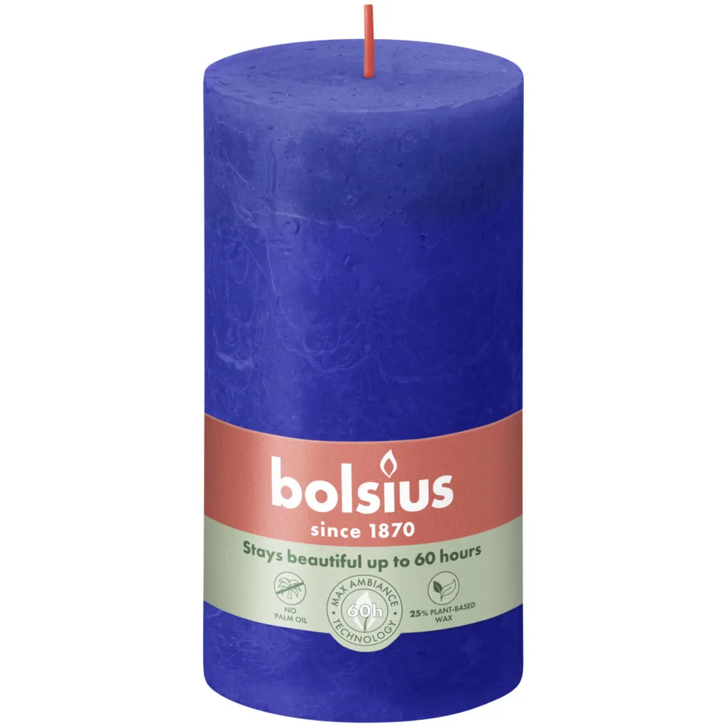 Bolsius Rustiek Stompkaars 130/68 Majorelle Blue