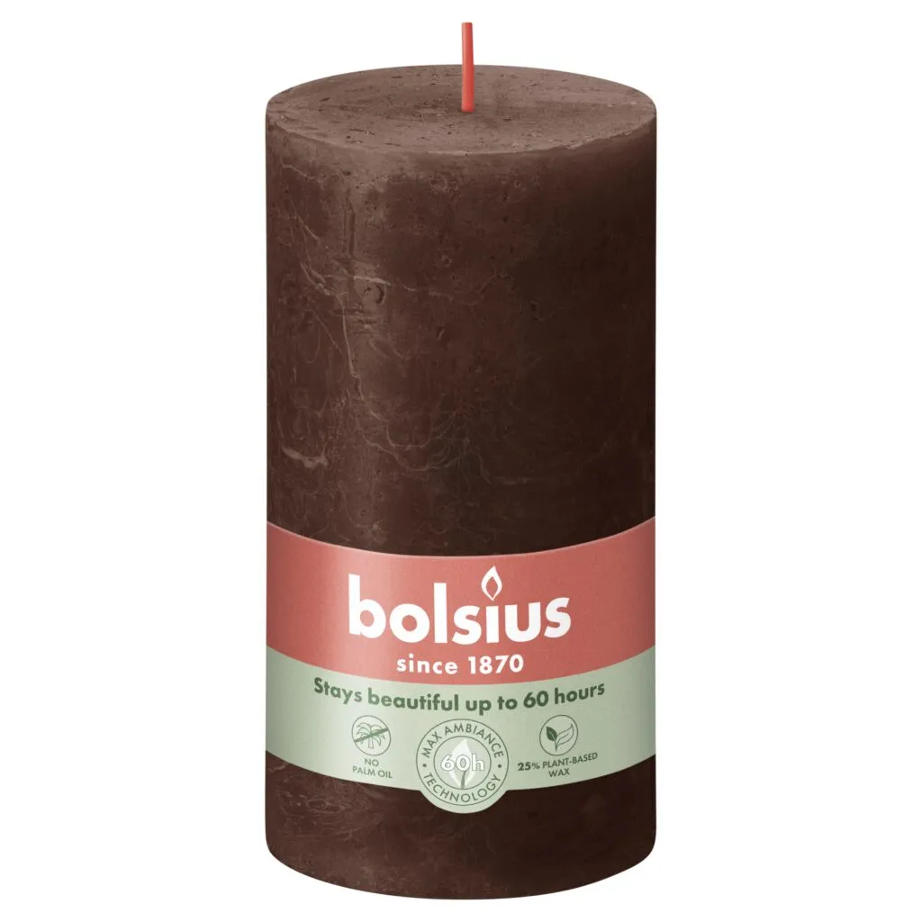 Bolsius Rustiek Stompkaars 130/68 Chocolate Brown