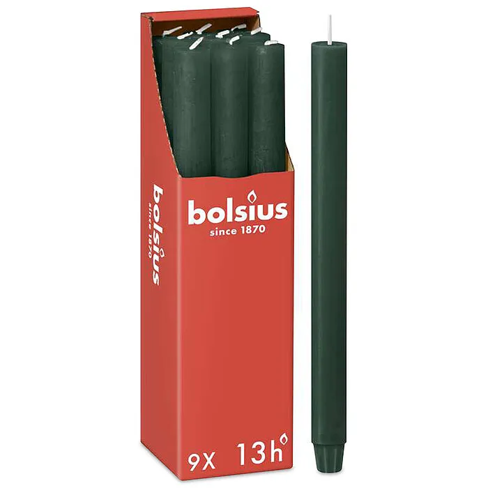 Bolsius Rustiek Stoof/dinerkaars 270/23 Pine Green (9 stuks)