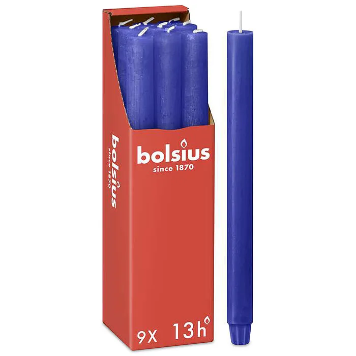 Bolsius Rustiek Stoof/dinerkaars 270/23 Majorelle Blue (9 stuks)