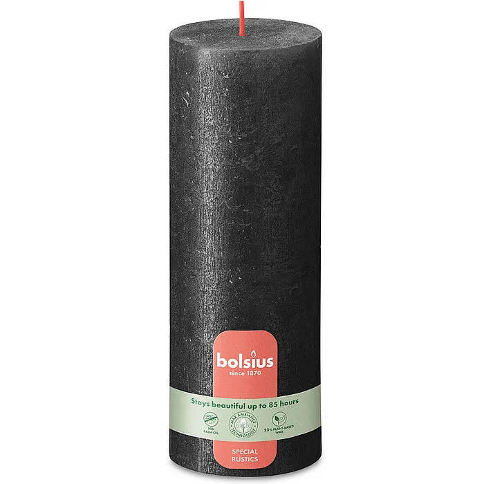 Bolsius Rustiek Shimmer Stompkaars 190/68 Antraciet