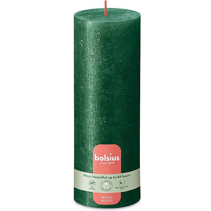 Bolsius Rustiek Shimmer Stompkaars 190/68 Pine Green