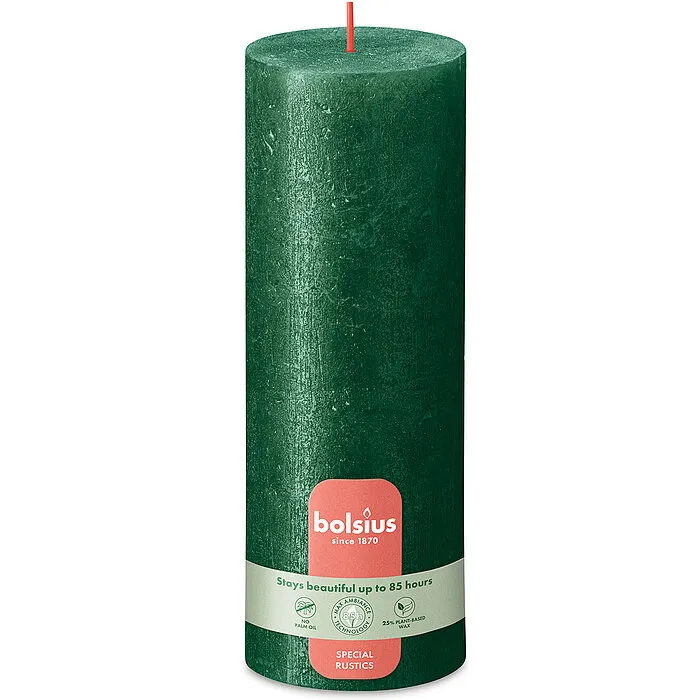 Bolsius Rustiek Shimmer Stompkaars 190/68 Pine Green