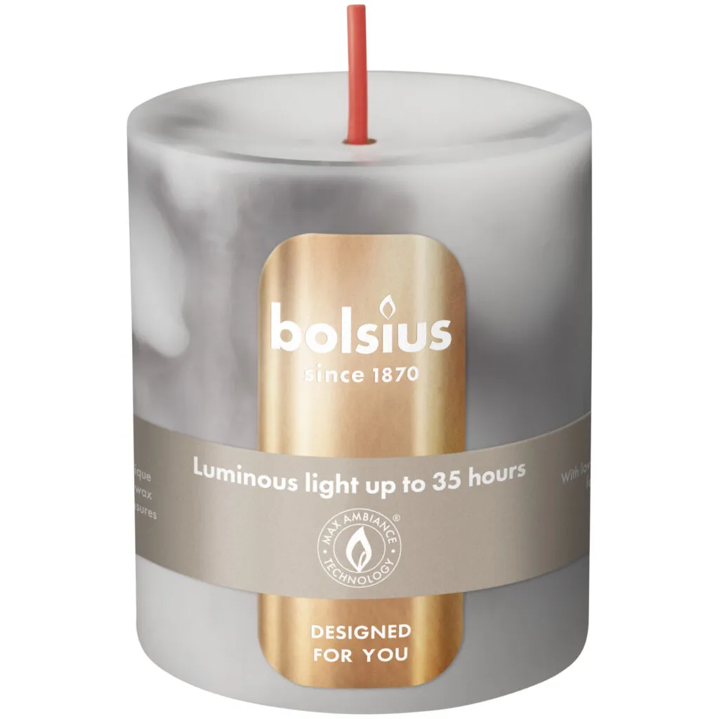 Bolsius Gladde Stompkaarsen 80/68 mm Carrara Grey