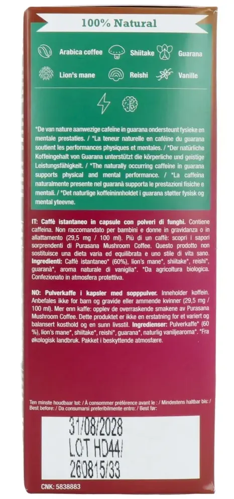 Purasana Hot Drinks Mushroom Coffee Caps Bio (16 x 1,5 gr) - image 2