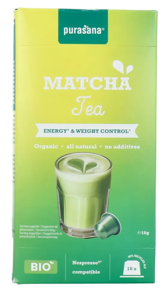 Purasana Hot Drinks Matcha Tea Caps Bio (16 x 1 gr)