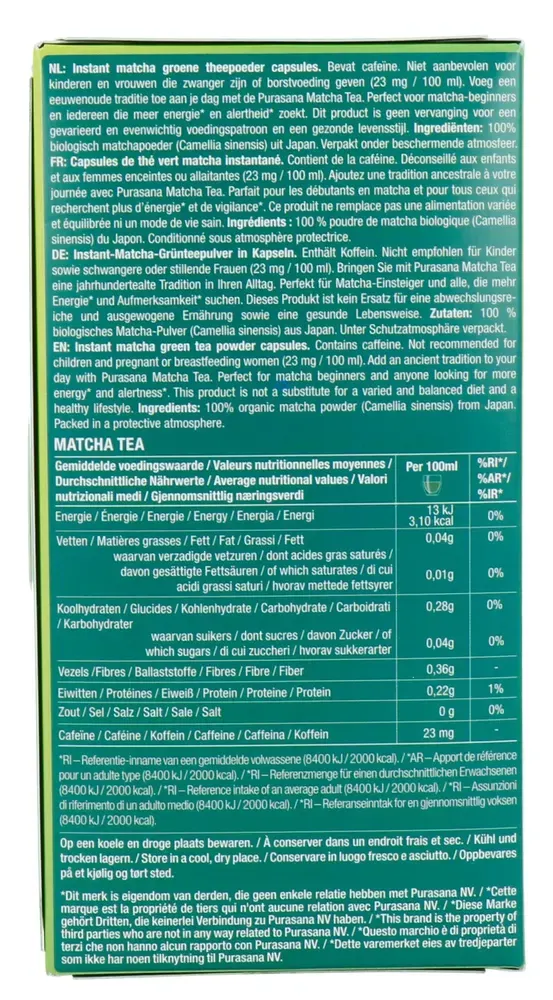 Purasana Hot Drinks Matcha Tea Caps Bio (16 x 1 gr) - image 2
