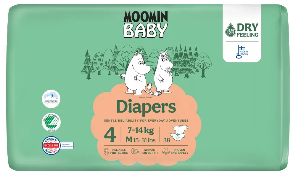Moomin Baby Ecologische Luiers 4 Maxi (38 stuks)